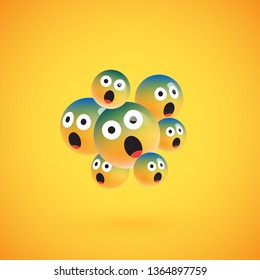 Group of high detailed yellow emoticons, vector illustration