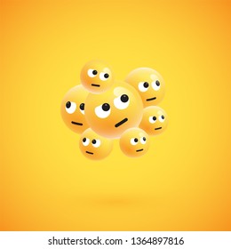 Group of high detailed yellow emoticons, vector illustration