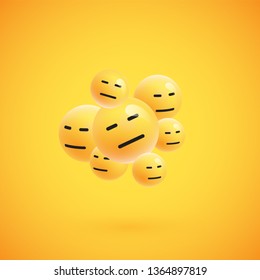 Group of high detailed yellow emoticons, vector illustration
