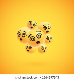 Group of high detailed yellow emoticons, vector illustration