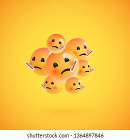 Group of high detailed yellow emoticons, vector illustration