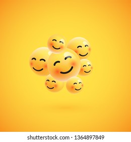 Group of high detailed yellow emoticons, vector illustration