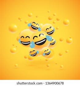 Group of high detailed yellow emoticons, vector illustration