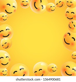 Group of high detailed yellow emoticons, vector illustration