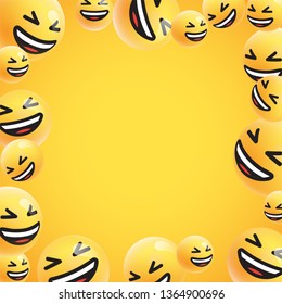 Group of high detailed yellow emoticons, vector illustration