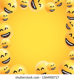 Group of high detailed yellow emoticons, vector illustration