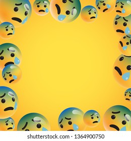 Group of high detailed yellow emoticons, vector illustration