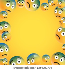 Group of high detailed yellow emoticons, vector illustration