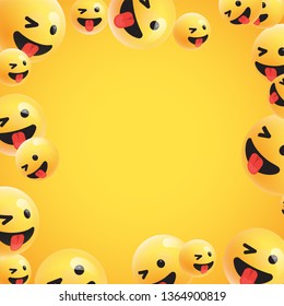 Group of high detailed yellow emoticons, vector illustration