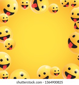 Group of high detailed yellow emoticons, vector illustration