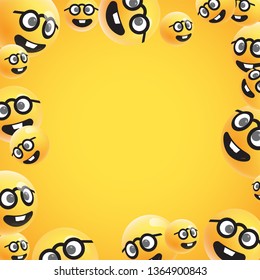 Group of high detailed yellow emoticons, vector illustration