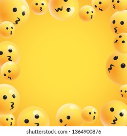 Group of high detailed yellow emoticons, vector illustration