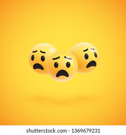 Group of high detailed yellow emoticons, vector illustration