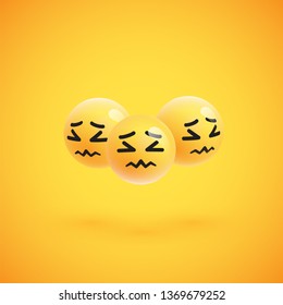 Group of high detailed yellow emoticons, vector illustration