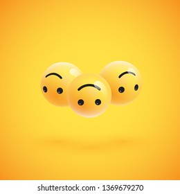 Group of high detailed yellow emoticons, vector illustration