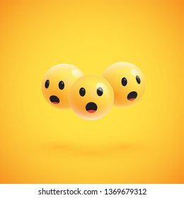 Group of high detailed yellow emoticons, vector illustration