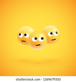 Group of high detailed yellow emoticons, vector illustration
