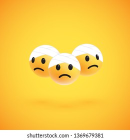 Group of high detailed yellow emoticons, vector illustration