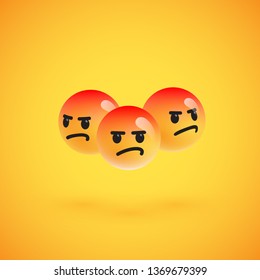 Group of high detailed yellow emoticons, vector illustration