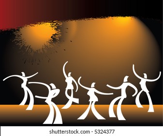 A group of highly stylized dancers, both men and women against a grunge background