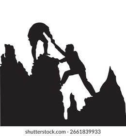 Gruppe von Wanderer Berg Wandern Vektorgrafik Silhouette.