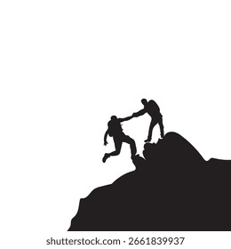 Grupo de senderista de montaña senderismo Vector silueta.