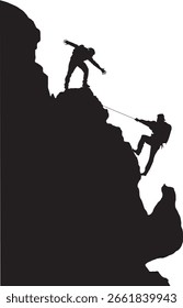 Gruppe von Wanderer Berg Wandern Vektorgrafik Silhouette.