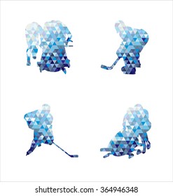 group of hockey players vector illustration and Bobsleigh Silhouette on white background
