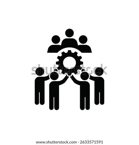 Group Holding Gear Representing Teamwork and Cooperation Symbol