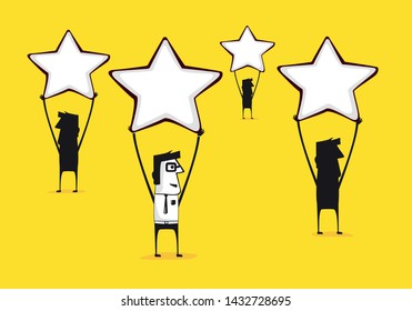 Group holding up a star