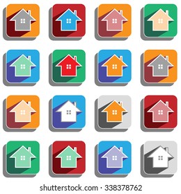 Group home icons simple with shadow