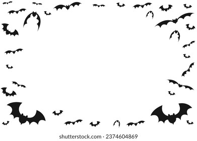 Group of horror black bats isolated on white vector Halloween background. Hallowen background. Flying bat silhouette white traditional Halloween symbol.