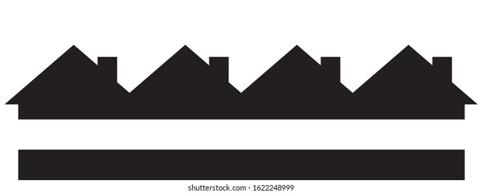 Group of houses, black silhouette vector icon