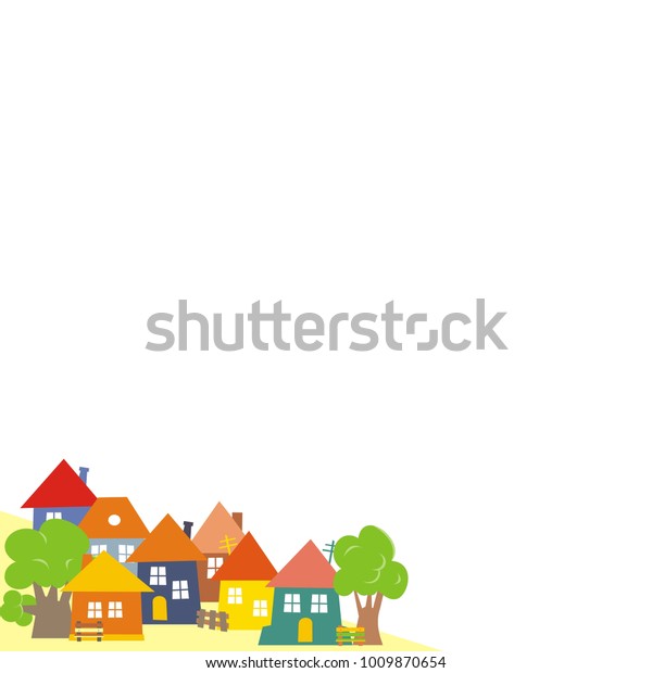 Group Houses Border Vector Illustration Stock Vector ...