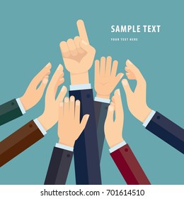 Group of Human Hands Holding Together, flat design style illustration