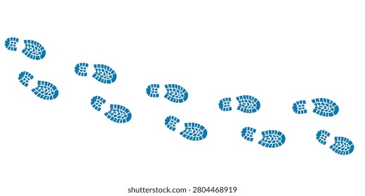 Group of human steps inked stamped, for metaphoric progression.
