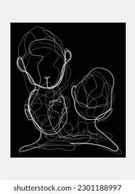 grupo de seres humanos dibujo de líneas abstractas dibujos de doodle con cableado ilustraciones del arte conceptual