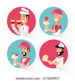 group ice cream salesmen characters