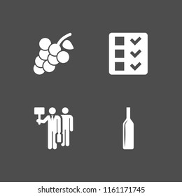group icon. 4 group set with work, grape, strike and wine vector icons for web and mobile app
