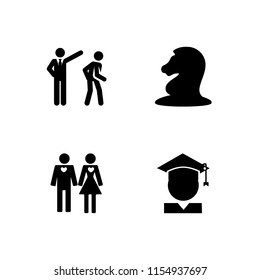 group icon. 4 group set with worker, strategy, student and human vector icons for web and mobile app
