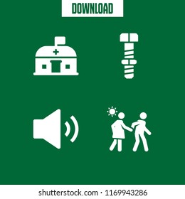 group icon. 4 group vector set. walking, nursery, screw and speaker icons for web and design about group theme