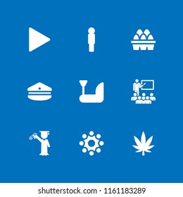 group icon. 9 group set with drug, student, construction and tools and interview vector icons for web and mobile app