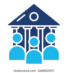 Group Icon In Blue Monochrome Flat Design, Vector Illustration