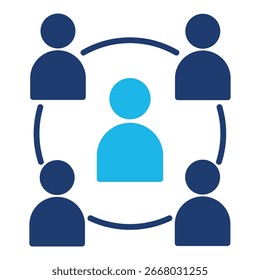 Icono de grupo en diseño plano monocromo azul, Ilustración vectorial