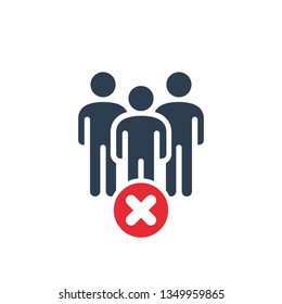 Group icon with cancel sign. Group icon and close, delete, remove symbol 