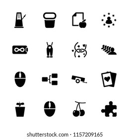 Group icon. collection of 16 group filled icons such as cherry, playing card, plant in pot, paper and apple, mouse. editable group icons for web and mobile.