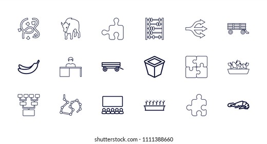 Group icon. collection of 18 group outline icons such as barrow, alligator, banana, pot for plants, plant in pot, classroom, buffalo. editable group icons for web and mobile.