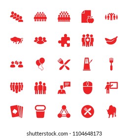 Group icon. collection of 25 group filled icons such as connection, buffalo, pllaying card, teacher, fork, spoon and fork. editable group icons for web and mobile.