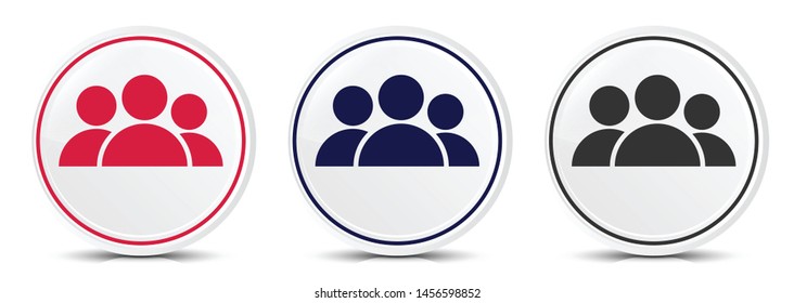 Group icon crystal flat round button set illustration design isolated on white background