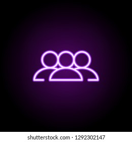 Group icon. Elements of startups in neon style icons. Simple icon for websites, web design, mobile app, info graphics
